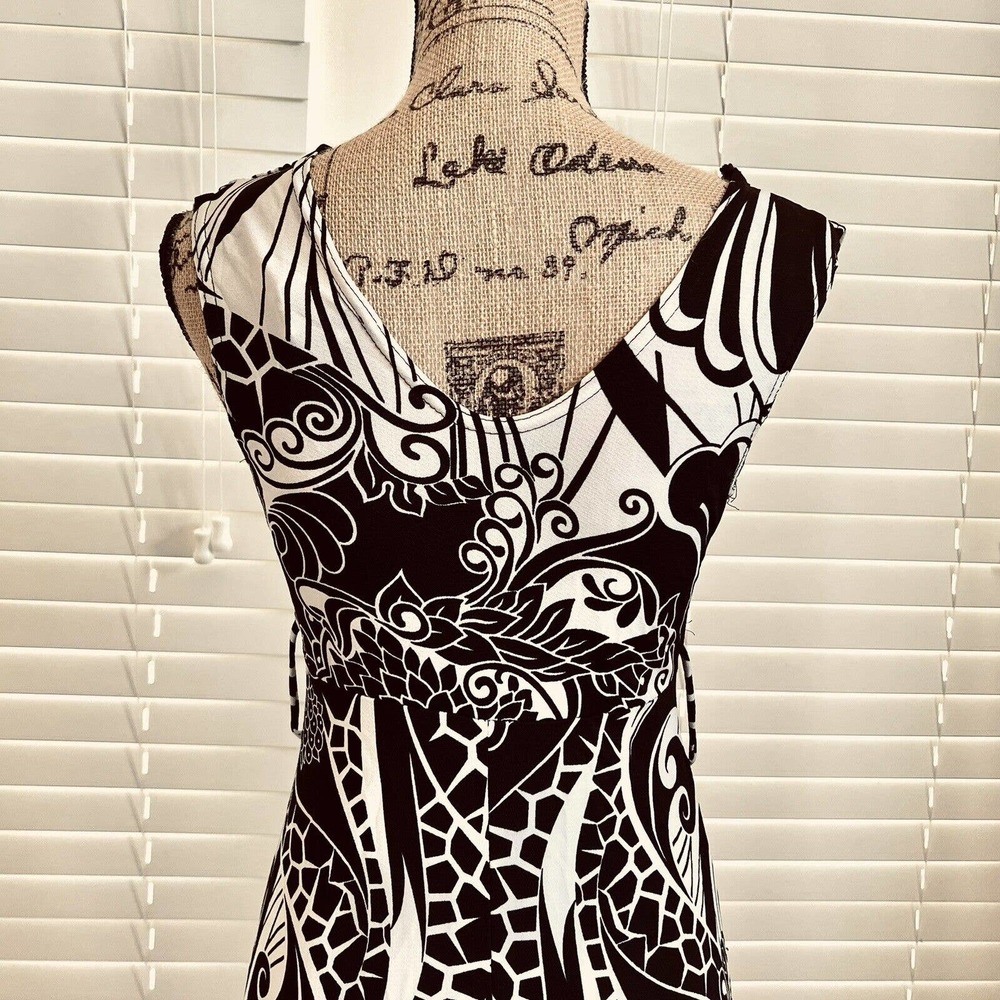 90’s Y2K Zoey Beth Juniors Maxi Dress Size Small Floral Sleeveless Black White - Picture 10 of 15
